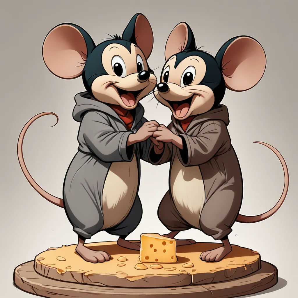 two mice are standing on a piece of cheese and holding hands with cheese cubes on a board with cheese slices, pop surrealism, a storybook illustration, Dan Mumford, pixar and disney animation