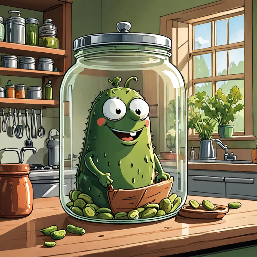 a cartoon character in a jar with a wooden board in front of it and a pot of beans in the background, photorealism, concept art, Chris LaBrooy, promotional image