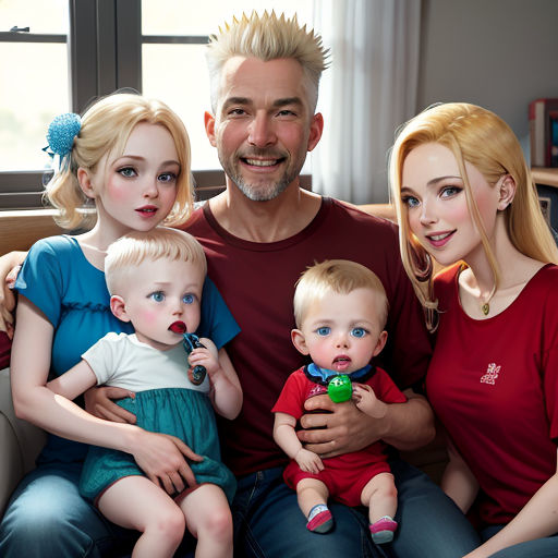 a man and two women and a child sitting on a couch with a man holding a baby and two other children