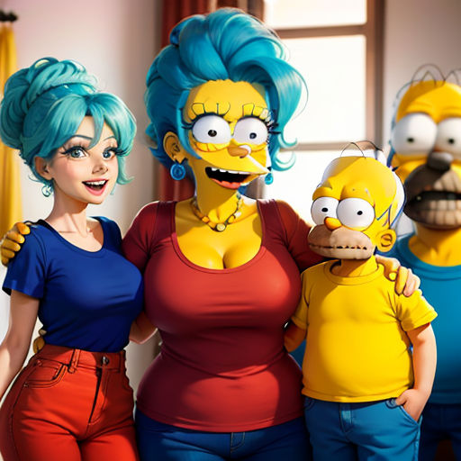 a group of cartoon characters standing next to each other in a room with a window and a curtain behind them