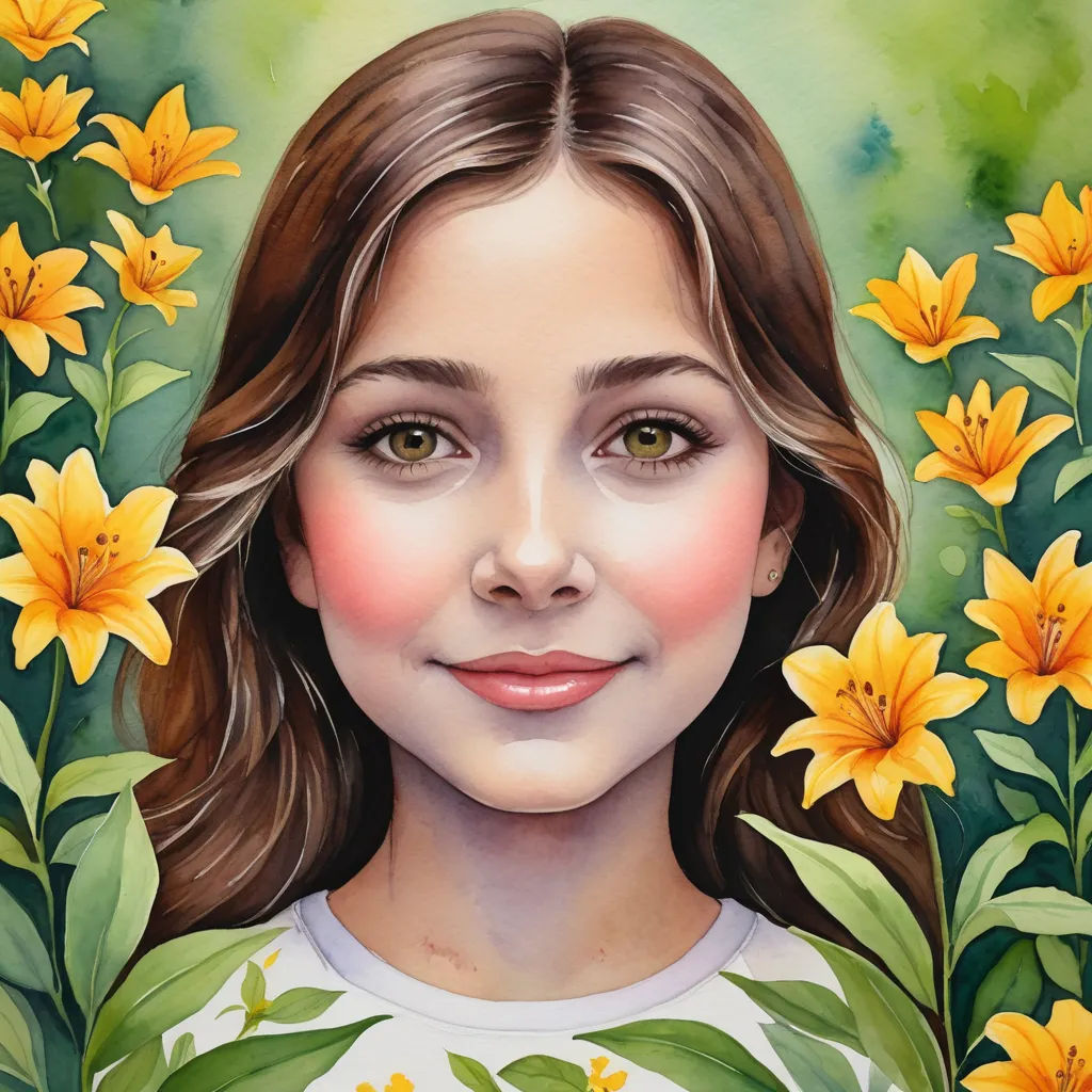 a painting of a girl with flowers in her hair and a green background with yellow flowers in her hair, naive art, a detailed painting, Brad Kunkle, extremely detailed oil painting