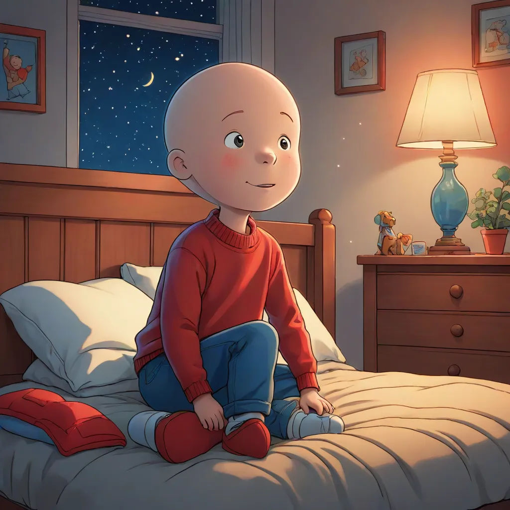 a cartoon boy sitting on a bed looking at the stars in the sky above him and a lamp on the nightstand, photorealism, a storybook illustration, Charles Schulz, promotional image