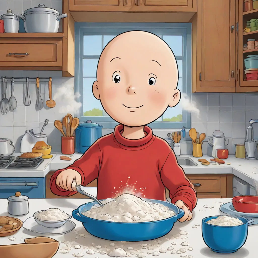 a cartoon of a bald man in a kitchen mixing food in a bowl with a spoon and a bowl of oatmeal, remodernism, a character portrait, Brian Snøddy, promotional image