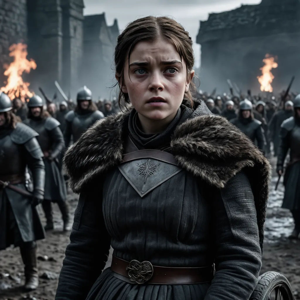 a woman in a black dress and a bunch of people in armor and fire behind her is a crowd of people, antipodeans, a poster, Barbara Greg, promotional image