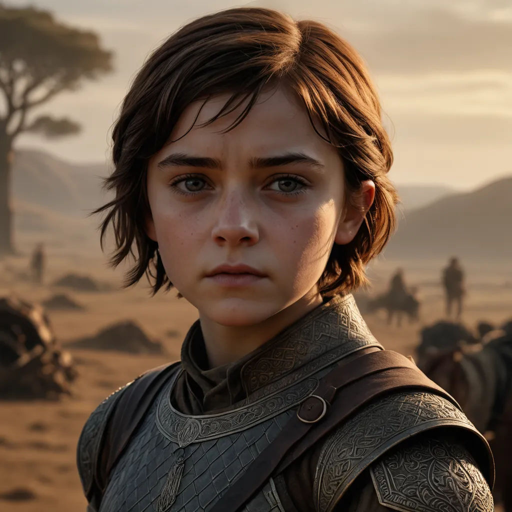 a young girl in a desert setting with a horse and a man in the background looking at the camera, antipodeans, a character portrait, Ada Gladys Killins, imax 70 mm footage