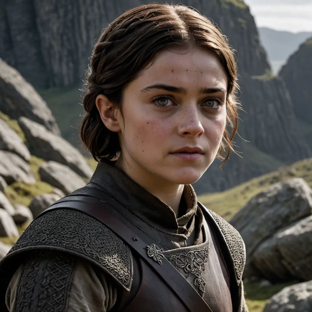 a woman in a brown outfit standing in front of a mountain range with a rock formation in the background, antipodeans, a character portrait, Ada Gladys Killins, vfx