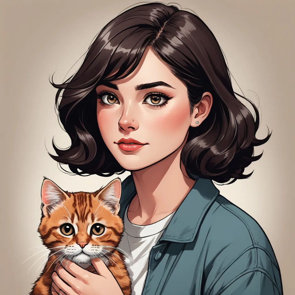 a woman holding a cat in her hands with a cat in her lap and a cat in her lap, furry art, a character portrait, Artgerm, anime art style