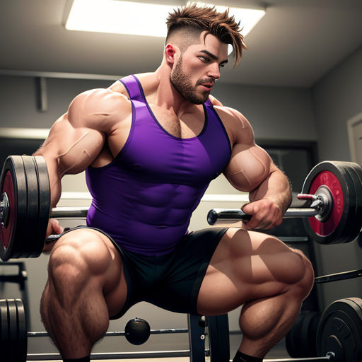 a man squatting down with a barbell in his hand and a weight plate in his other hand