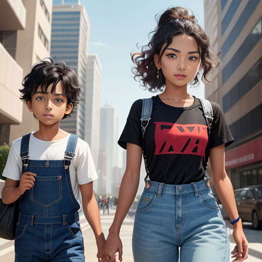 a couple of people that are walking down a street together with a backpack on their back and a backpack on their shoulder