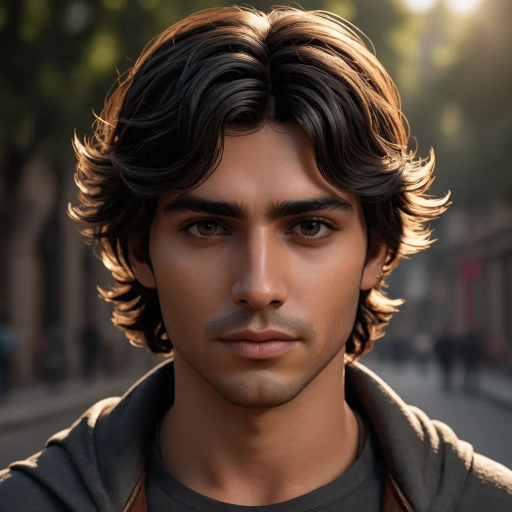 a man with a hoodie on standing in the street with a tree in the background and a street light in the foreground, photorealism, a photorealistic painting, Cedric Seaut (Keos Masons), realistic shaded perfect face