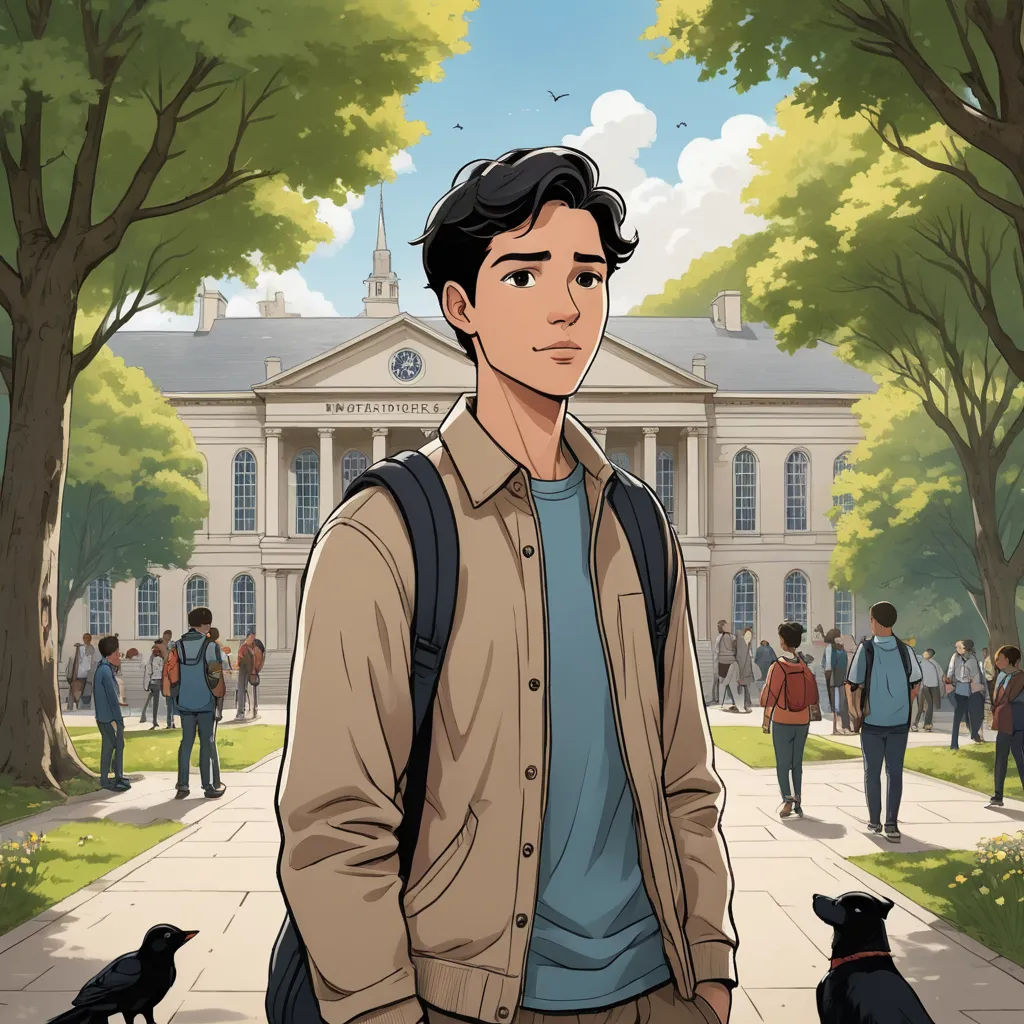 a man standing in front of a building with a dog on a leash in front of him and a dog on the ground, paris school, a character portrait, Cedric Seaut (Keos Masons), official art