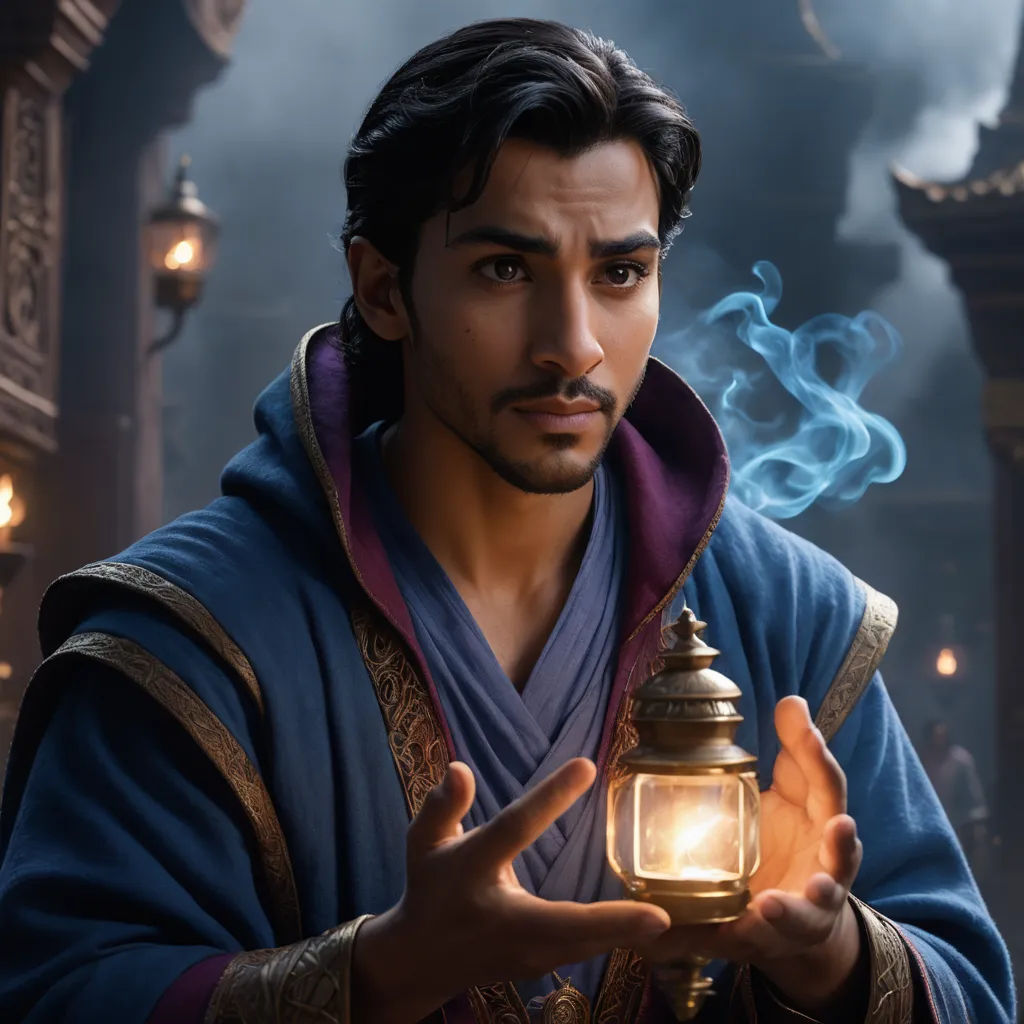 a man holding a lantern in his hands in a dark room with smoke coming out of it and a smokestack in his hand, magical realism, a hologram, Chris LaBrooy, unreal engine highly rendered