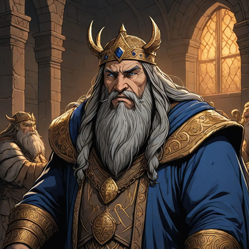 a man with a beard and a crown on his head in a game of thrones with other men, a detailed painting, Donato Giancola, fantasy art, epic fantasy character art