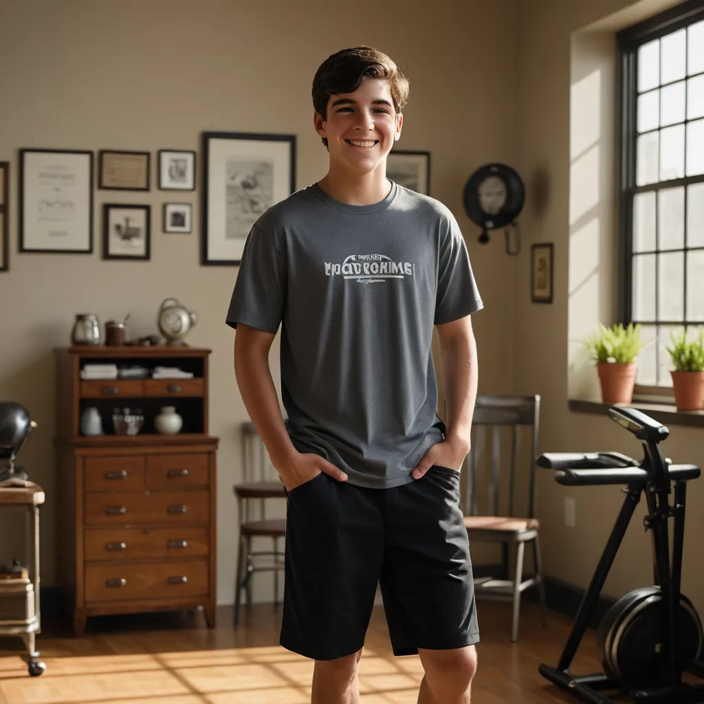 a young man standing in a room with a bike and a desk in the background with a window and a bike, american barbizon school, a character portrait, Christian Hilfgott Brand, product photo