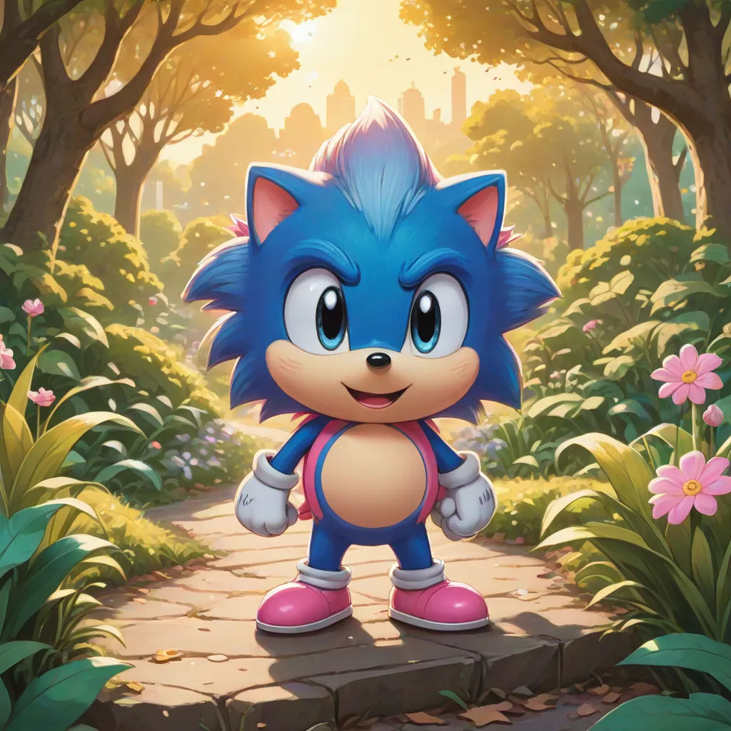 a cartoon character is walking through a forest with flowers and trees in the background, and a cat is in the foreground, sots art, concept art, Chris LaBrooy, official art