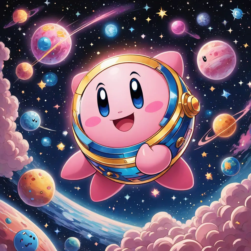 a cartoon character flying through the air with planets in the background and a star in the sky above it, space art, an album cover, Chris LaBrooy, official art