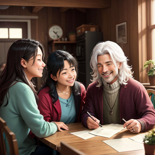 a group of people sitting around a table with a note pad on it and a pen in front of them