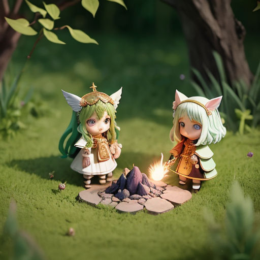 As they venture deeper into the garden, Nika and Nori find themselves in a clearing filled with huge plants and flowers. They are about to perform a spell when a fierce wind suddenly blows, almost knocking them over. The plants start creeping towards them, as if they are alive. Nika and Nori quickly realize that they are under attack by the witch's minions. As the plants close in, the girls remember the spells they have just learned and start casting them with all their might. At first, their spells are weak and uncoordinated, but with determination, they slowly start to improve.