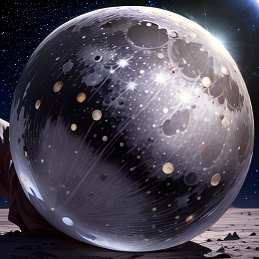 a man sitting on the ground next to a giant ball of stars and planets in the background of a night sky