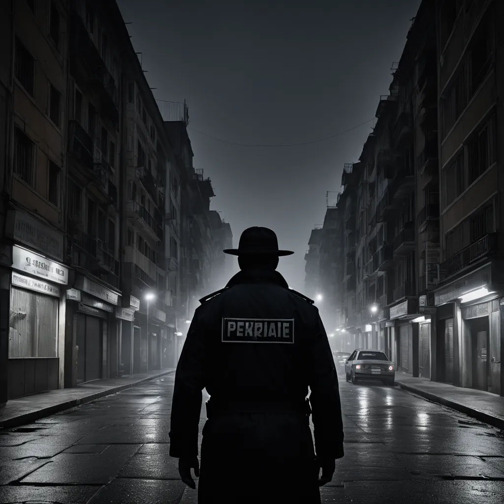 a man in a coat and hat walking down a street at night with a car parked on the side of the road, art photography, a matte painting, Bernat Sanjuan, promotional image