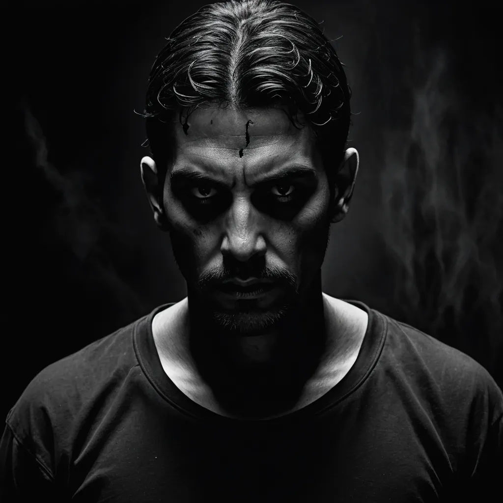 a man with a creepy look on his face and eyes, in a black and white photo, with smoke behind him, new objectivity, a character portrait, Eddie Mendoza, promotional image