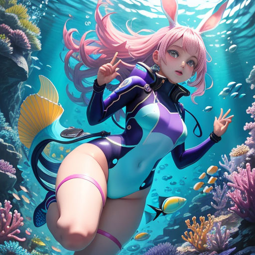 Fantasy Ocean Adventures Anime Girl Swimming With the Fish -  Hong Kong