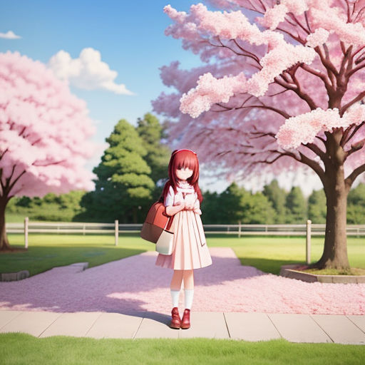 Osana najimi (yandere simulator) next to a sakura tree