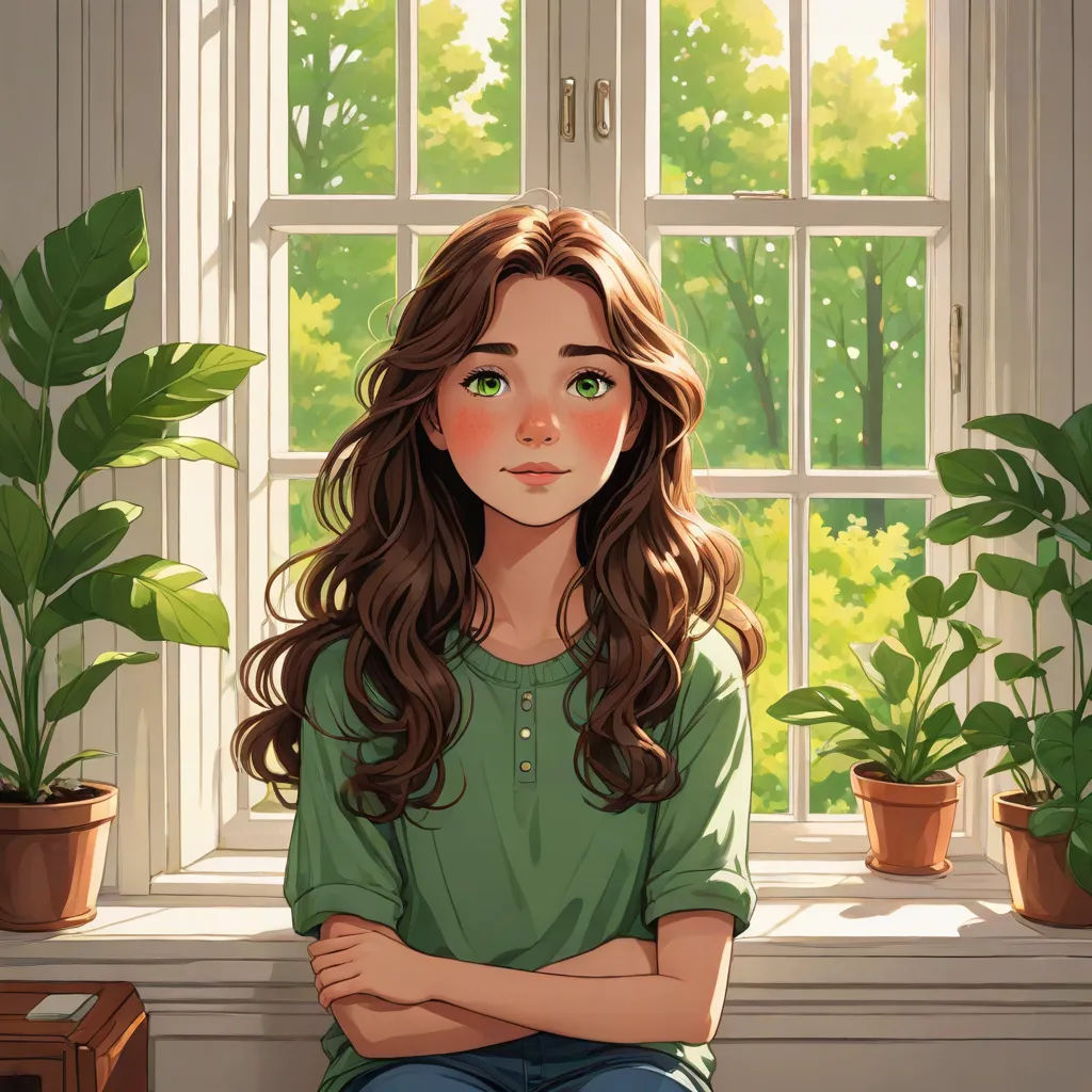 a girl sitting on a window sill with her arms crossed and looking out the window at the trees, aestheticism, a character portrait, Clarice Beckett, leesha hannigan