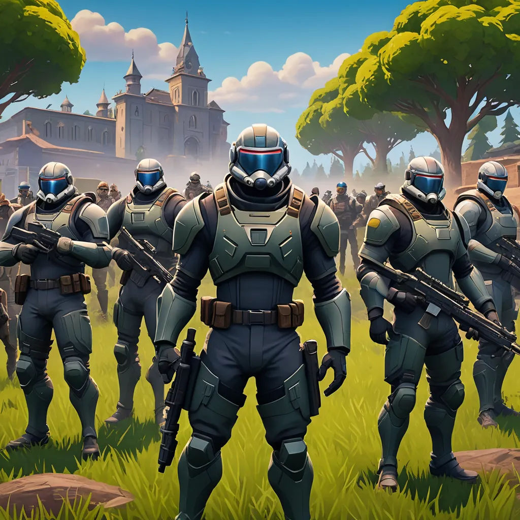 a group of people in a field with some guns in hand and some in helmets and body armor with trees in the background, antipodeans, concept art, Beeple, key art