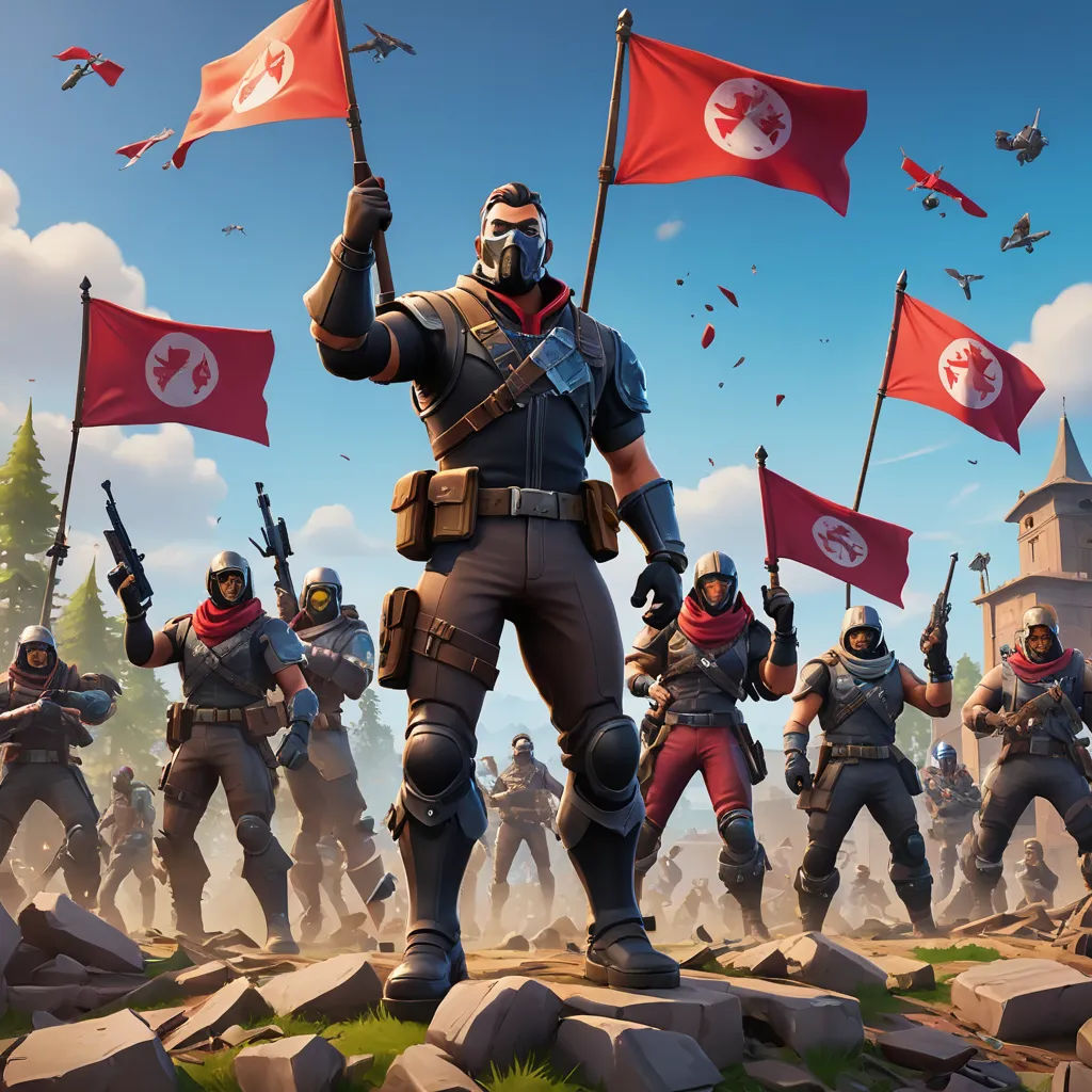 a group of soldiers with flags and guns in front of a sky background with a flag and a building, antipodeans, concept art, Bourgeois, key art