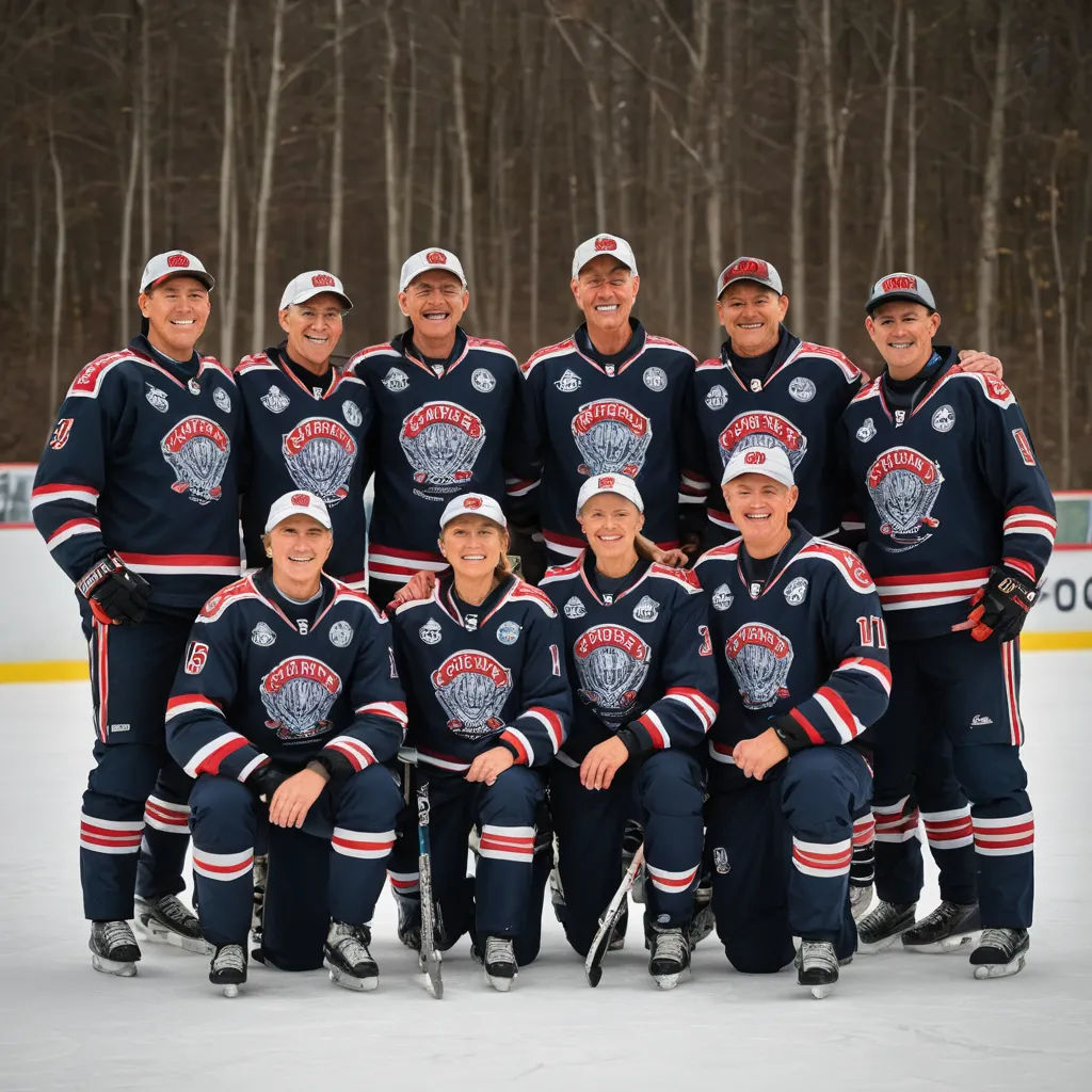 a group of people standing on top of a ice rink wearing hockey uniforms and helmets on a snowy surface, incoherents, a digital rendering, Brian 'Chippy' Dugan, professional photo