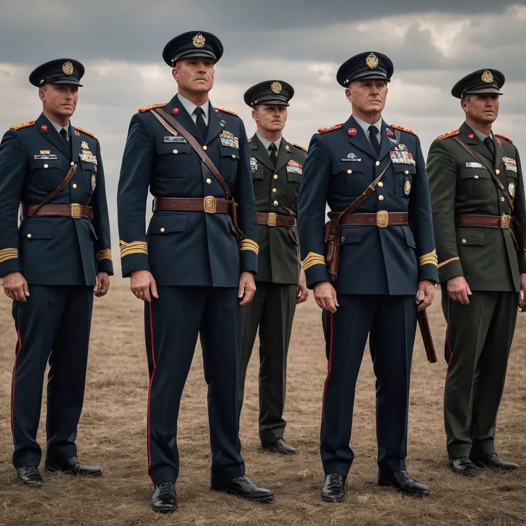 a group of men in military uniforms standing in a row on a dirt field under a cloudy sky with a few clouds, renaissance, a poster, Boleslaw Cybis, promotional image