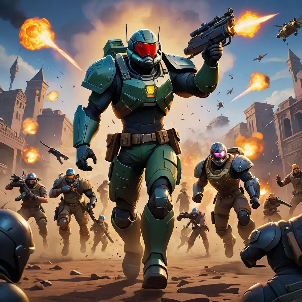 a group of soldiers with guns and helmets on in a desert area with buildings and buildings in the background, antipodeans, concept art, Beeple, key art