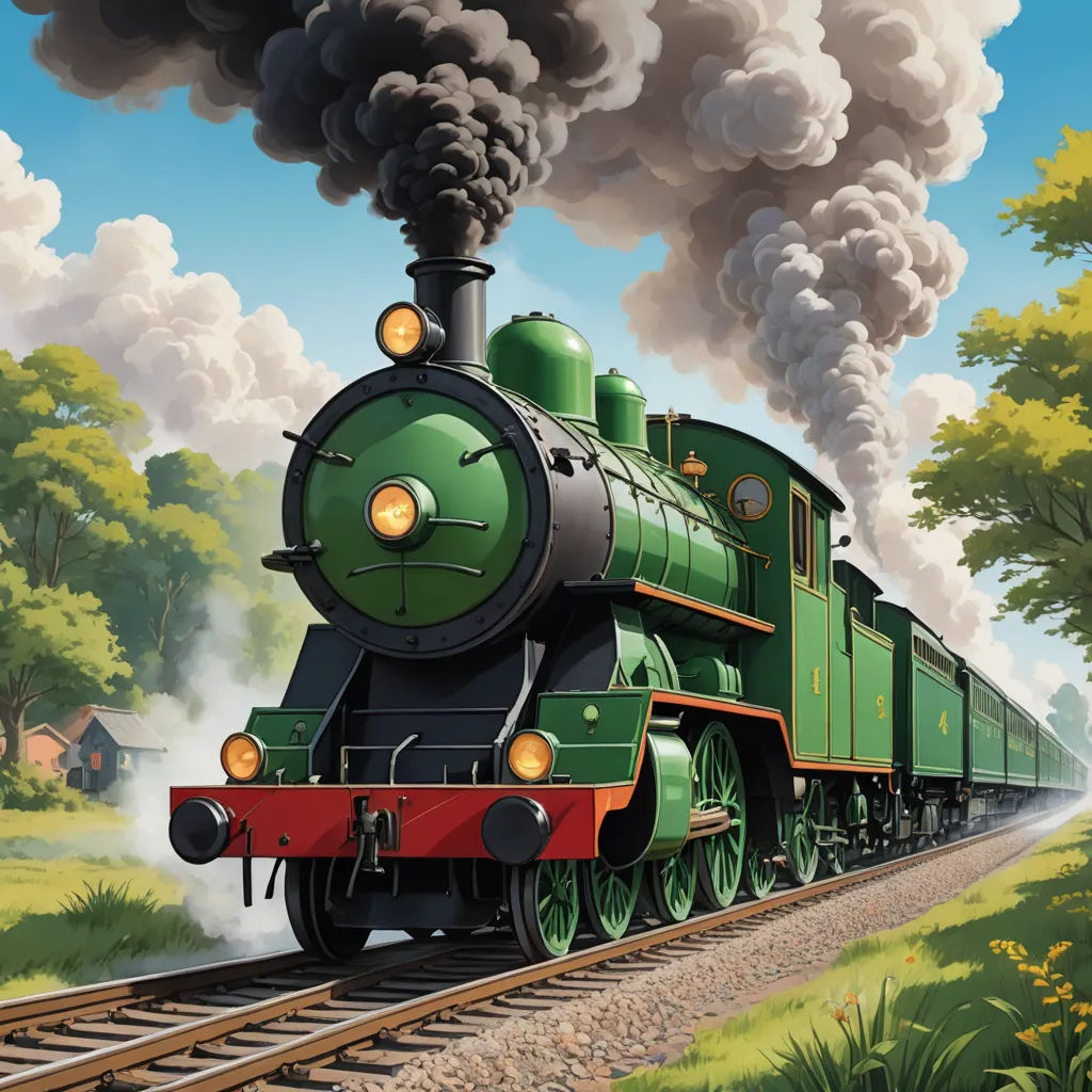 a painting of a train with smoke coming out of it's stacks and a train engine on the tracks, fantastic realism, a detailed matte painting, Andries Stock, matte drawing