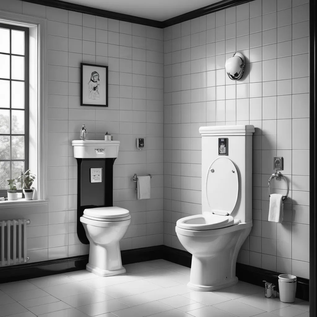 a bathroom with a toilet, sink, and window in it's corner, and a radiator, photorealism, an ambient occlusion render, Charles Ginner, unreal engine 5 highly rendered
