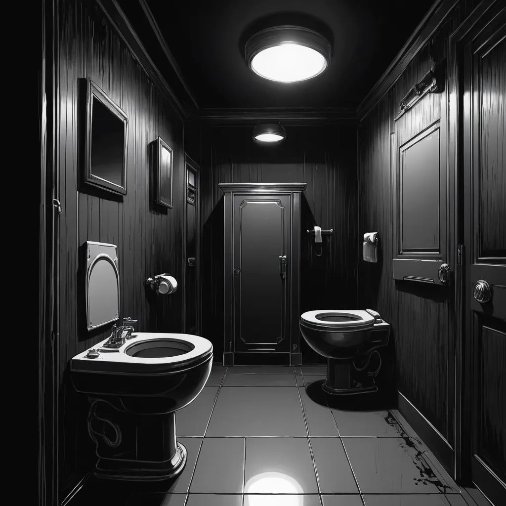 a bathroom with a toilet and a sink in it and a mirror above it and a light above the sink, photorealism, an ambient occlusion render, Brassaï, ambient occlusion