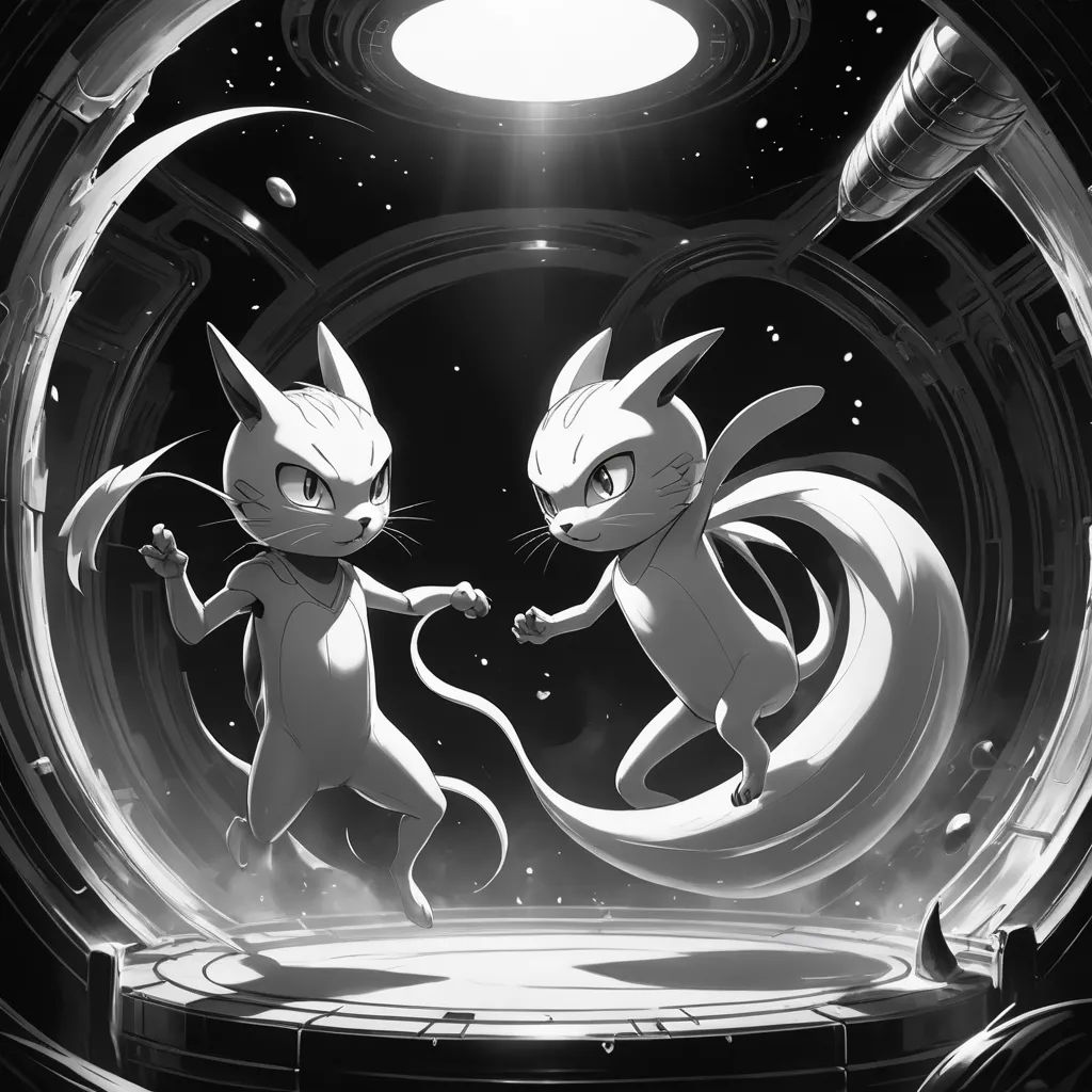 two cats are in a glass bowl with a light shining on them and one cat is running towards the other, space art, an ultrafine detailed painting, Cedric Seaut (Keos Masons), official art