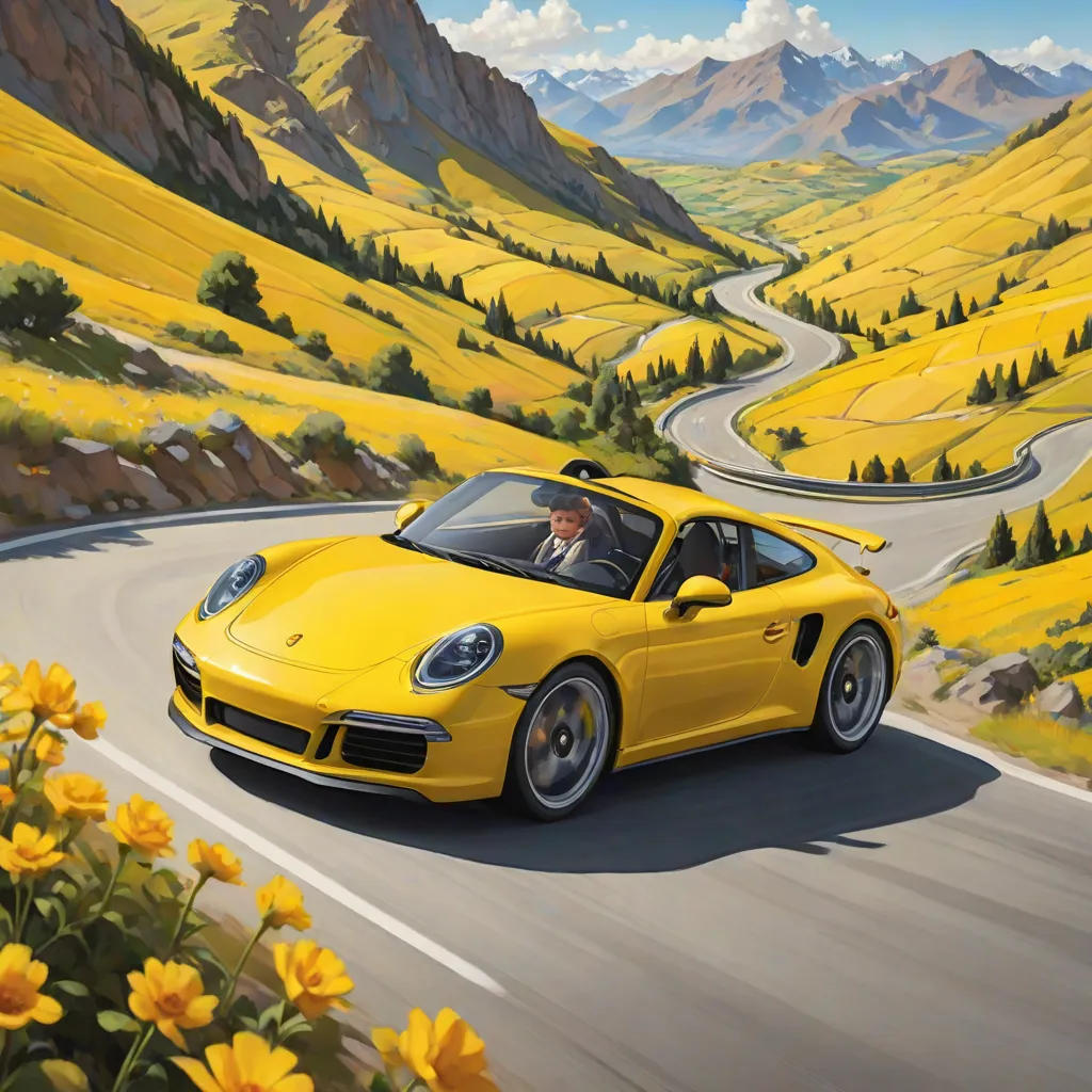 The Adventures of a Child Driving a Yellow Porsche 911