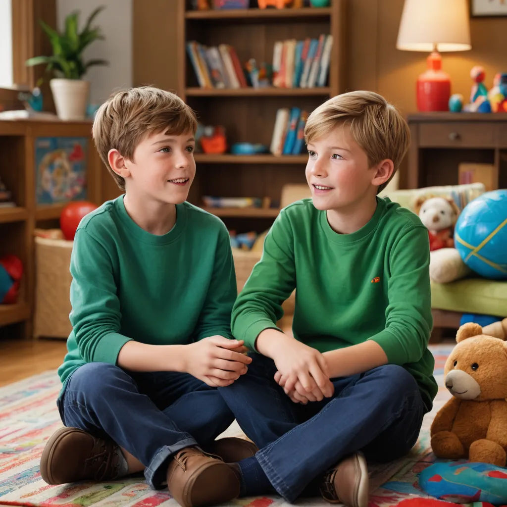 two boys sitting on the floor in front of a book shelf with a teddy bear and a teddy bear, american barbizon school, a storybook illustration, Christian Hilfgott Brand, promotional image