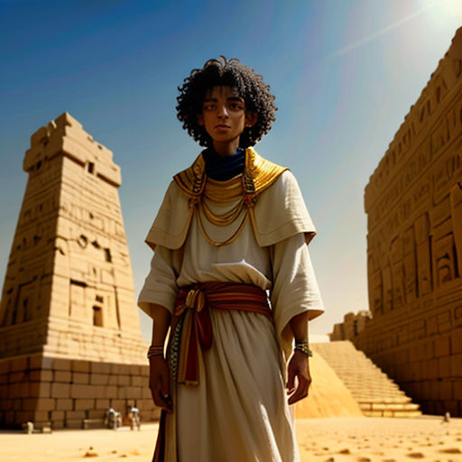 a woman in a white dress standing in front of a pyramids in egypt, with a sun shining on her