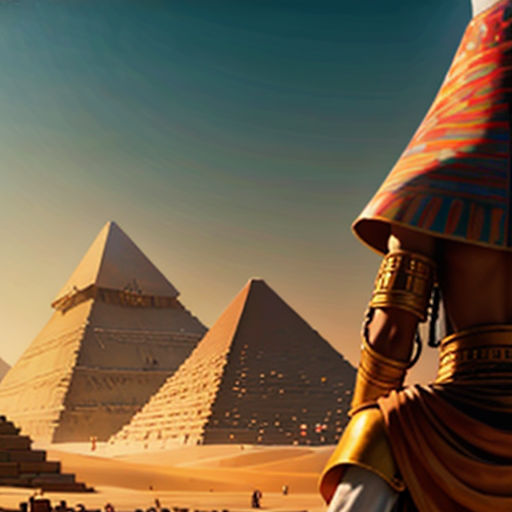 a man in a hat and a suit standing in front of pyramids in the desert with a sky background