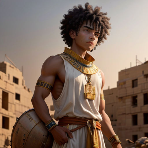 a man in a white shirt and gold necklace holding a large drum in front of a building with a sky background