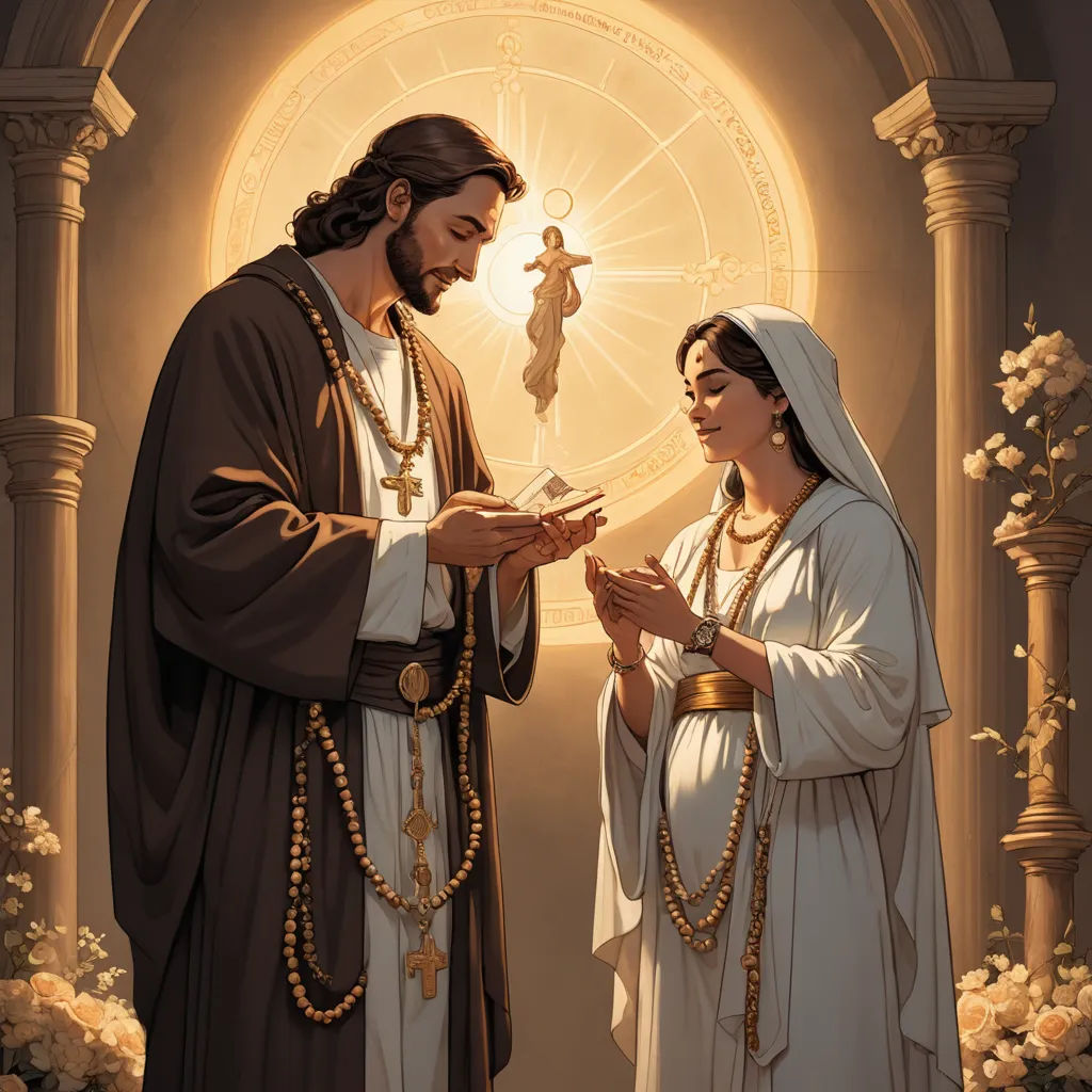 a painting of a man and woman exchanging a piece of paper with a cross in the background and a sun shining through the window, figurativism, an ultrafine detailed painting, Donato Giancola, radiant light