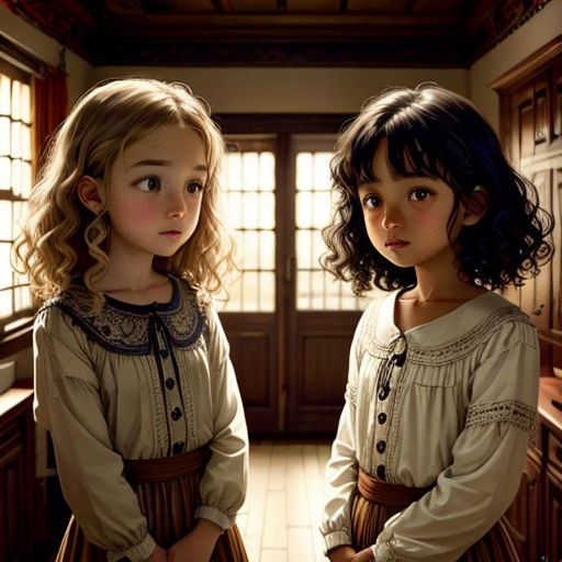two little girls standing in a kitchen next to each other with their hands on their hipss and looking at the camera
