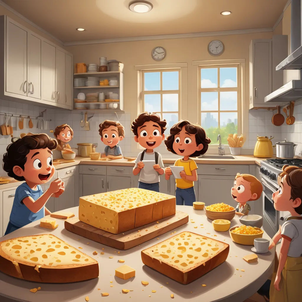 a group of people standing around a table with a cake on it and a few children eating food around it, process art, a storybook illustration, Chris LaBrooy, official art