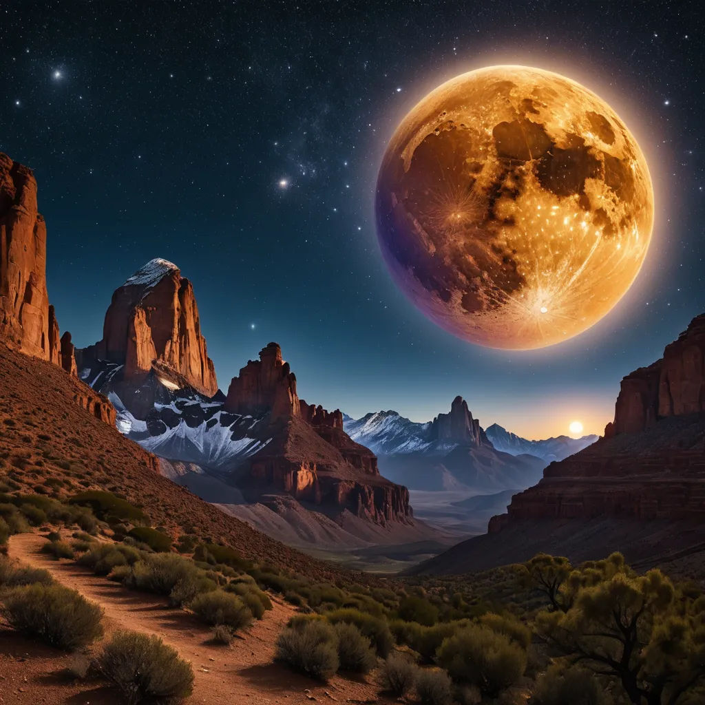 a full moon over a mountain range with a mountain range in the background and a mountain range in the foreground, space art, a detailed matte painting, David Martin, full moon