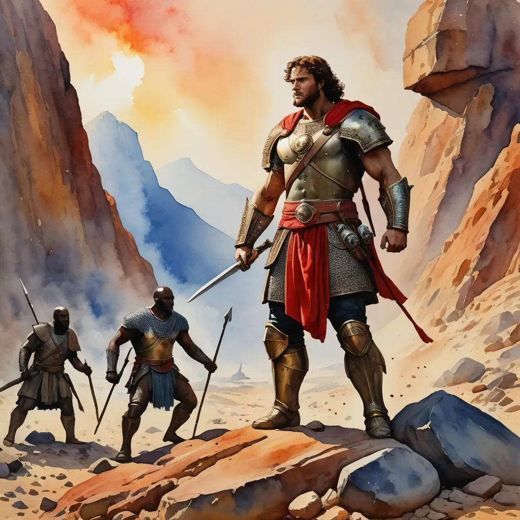 David slays the giant and has more stones to kill