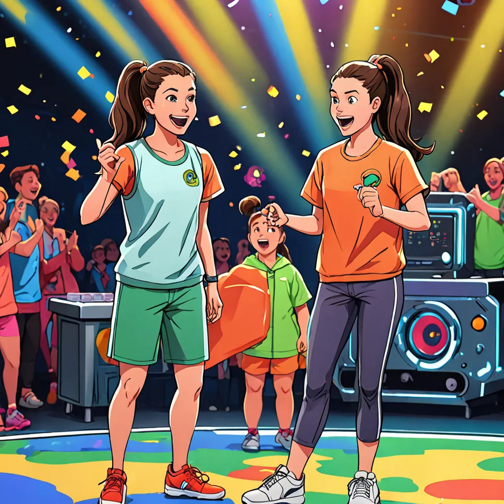 a cartoon of a couple of people standing in front of a crowd of people with confetti in their hands, concept art, disney, lyco art, animated