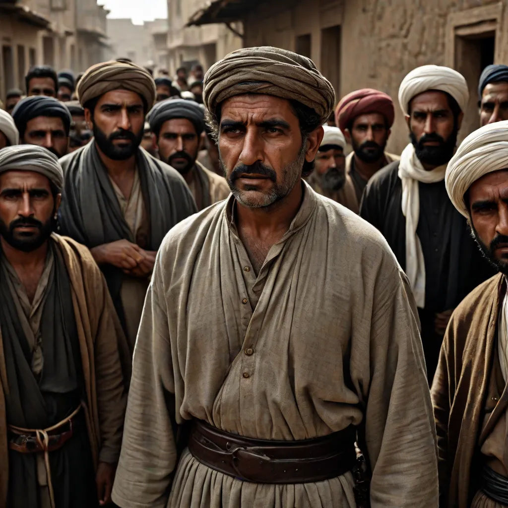 a group of men standing in a street next to each other in front of a building with a clock on it, hurufiyya, a photo, Amir Zand, orientalism