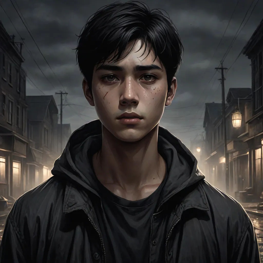 a man in a black jacket standing in front of a dark street with a street light in the background, sots art, a character portrait, Cedric Seaut (Keos Masons), stanley artgerm lau